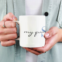Blue Monogram Initial, my quiet space, Stylish
