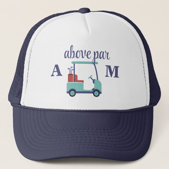 Blue Monogram Initial Trucker Hat (Front)