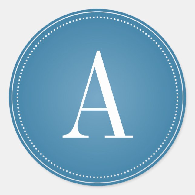 Blue Monogram Initial Wedding Sticker (Front)