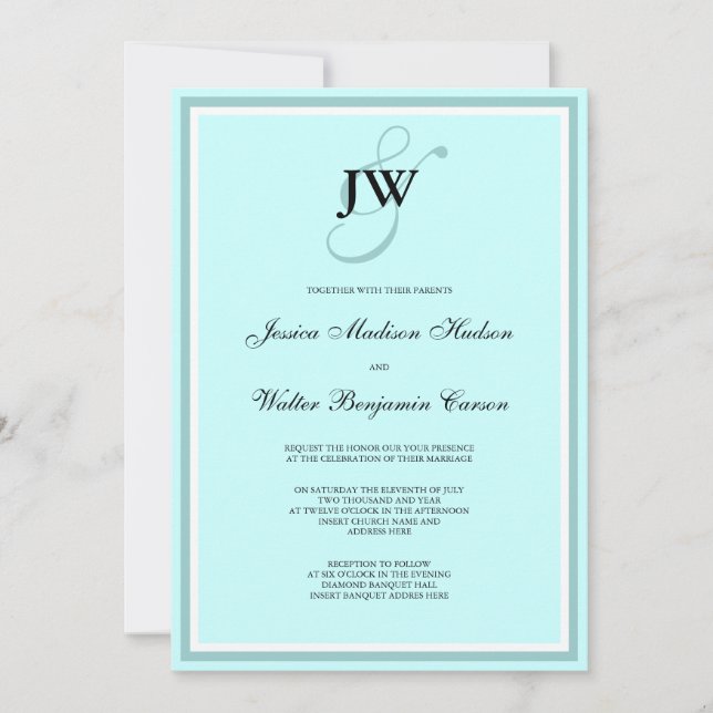 Blue Monogram Invitation (Front)