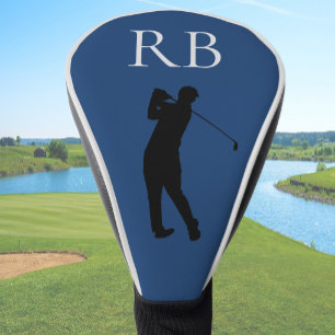 Blue Monogram Modern Golf Head Cover For Men