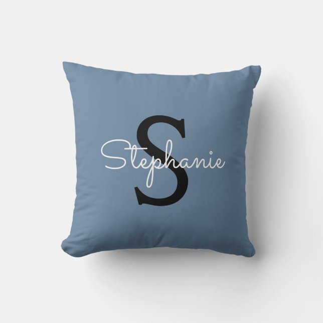 Blue Monogram Name  Cushion (Front)
