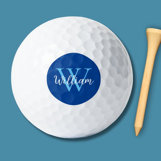 Blue Monogram Name Personalised Golf Balls (Blue monogram golf balls)