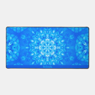 Blue Monogram Name Watercolor Modern Desk Mat