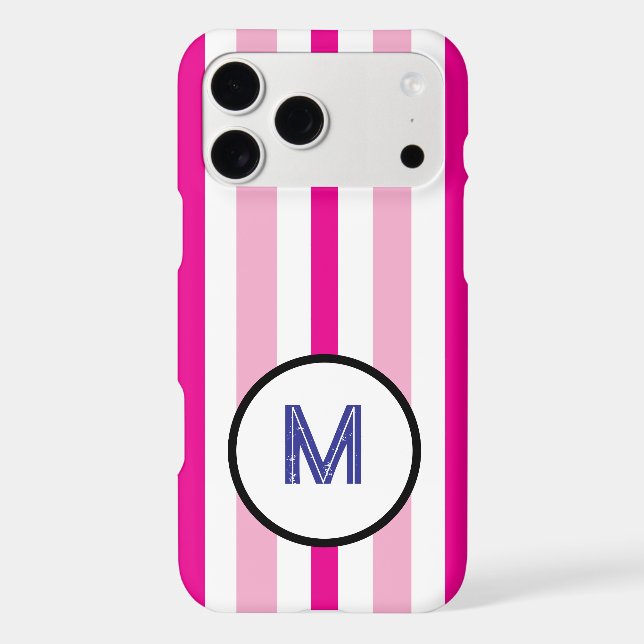 Blue Monogram Pink White Summer Stripes (Back)