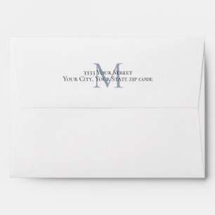 Blue Monogram Return Address Back Flap Envelope