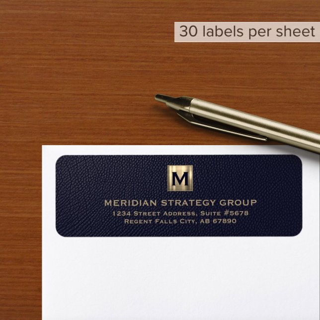 Blue Monogram Return Address Label (Creator Uploaded)