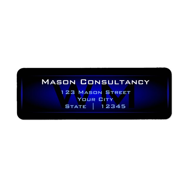 Blue Monogram Return Address Label (Front)