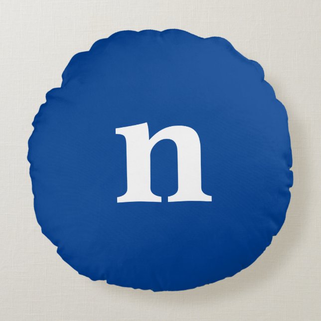 Blue Monogram Round Cushion (Front)