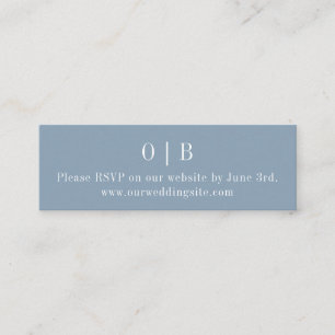 Blue Monogram RSVP Website Mini Enclosure Card