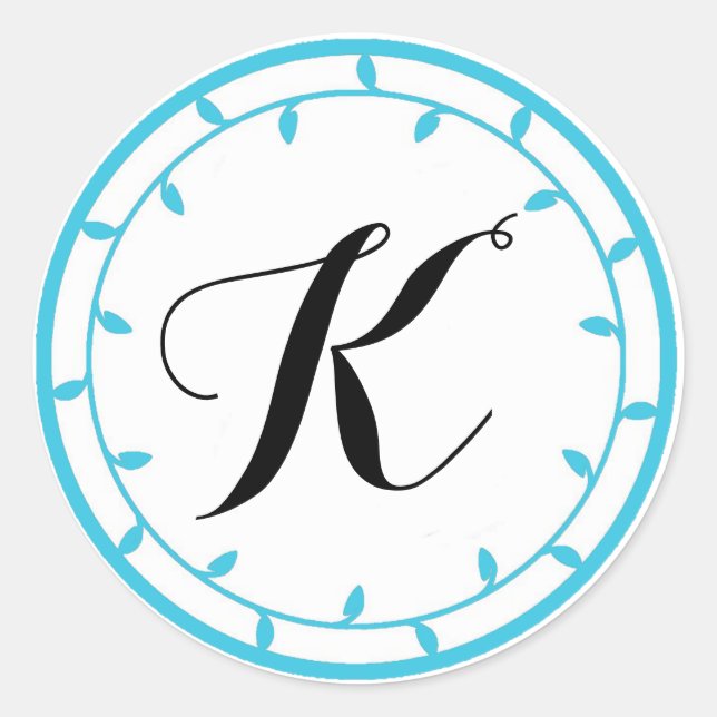 Blue Monogram Sticker Template (Front)