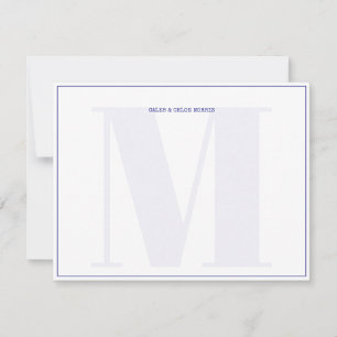 Blue Monogram Typewriter Couple Wedding Custom Card