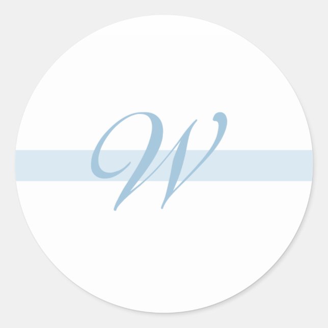 Blue Monogram W Classic Round Sticker (Front)