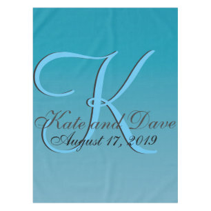 Blue Monogram Water Tablecloth