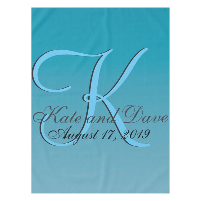 Blue Monogram Water Tablecloth (Front)