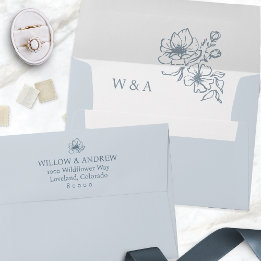 Blue Monogram Wedding envelope