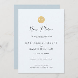 Blue Monogram Wedding New Plan Announcement