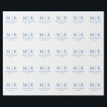Blue Monogram Wedding Wrapping Paper<br><div class="desc">These elegant,  modern wedding thank you favour stickers feature a simple black and white text design that exudes minimalist style. Add your initials or monogram to make them completely your own.</div>