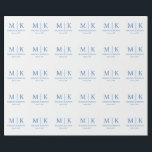 Blue Monogram Wedding Wrapping Paper<br><div class="desc">These elegant,  modern wedding thank you favour stickers feature a simple black and white text design that exudes minimalist style. Add your initials or monogram to make them completely your own.</div>