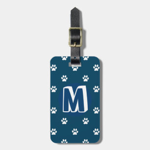Blue Monogrammed Pet Luggage Tag