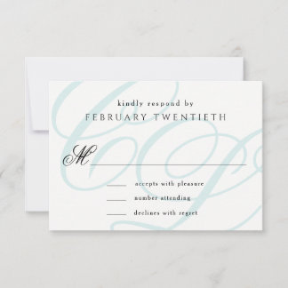 Blue Monogrammed Wedding RSVP Cards