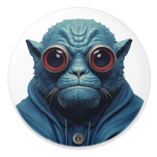Blue Monster Ceramic Knob
