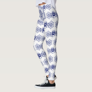 Blue monster crab design leggings