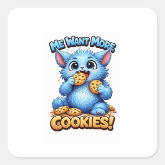 Blue Monster Square Sticker