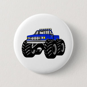 BLUE MONSTER TRUCK 6 CM ROUND BADGE