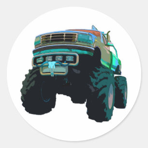 Blue Monster Truck Classic Round Sticker