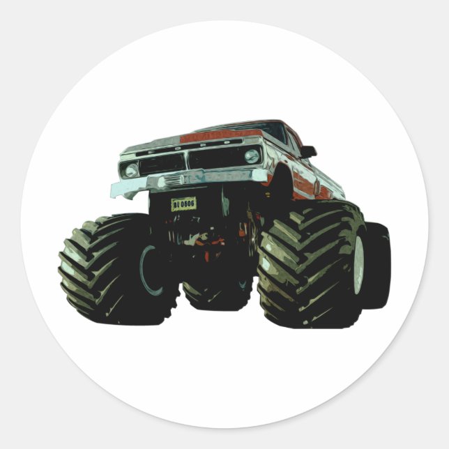Blue Monster Truck Classic Round Sticker (Front)