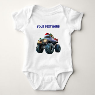 Blue Monster Truck Editable Baby Bodysuit