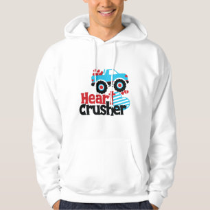 Blue Monster Truck Heart Crusher Valentine Hoodie