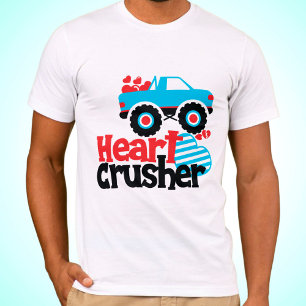 Blue Monster Truck Heart Crusher Valentine T-Shirt