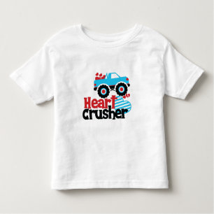 Blue Monster Truck Heart Crusher Valentine Toddler T-Shirt