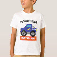 Blue Monster Truck Ready To Crush Kindergarten Boy