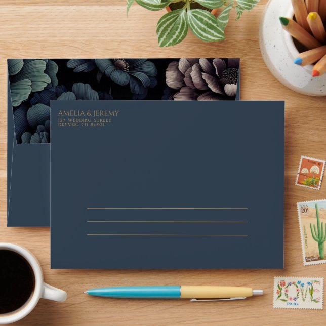 Blue Moody Floral Envelope (Desk)