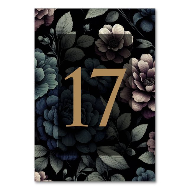 Blue Moody Floral Table 17 Number (Front)