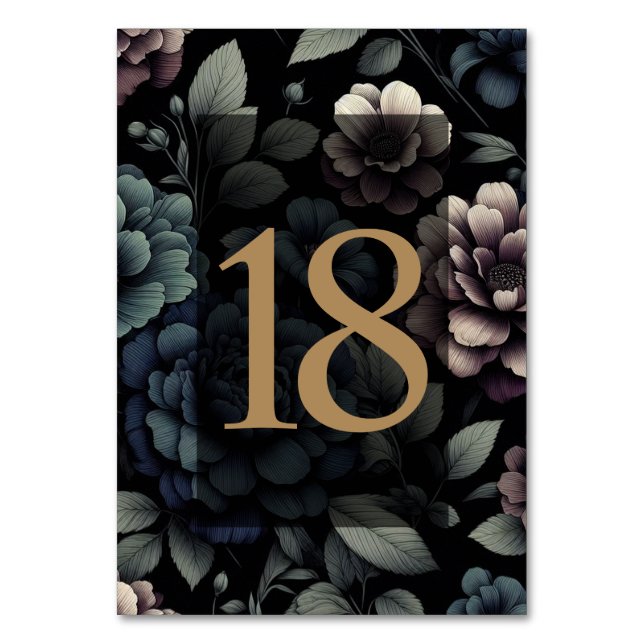 Blue Moody Floral Table 18 Number (Front)