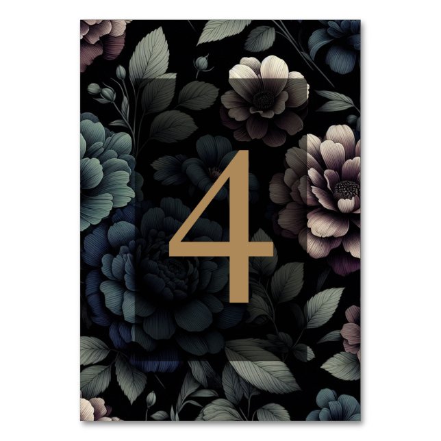 Blue Moody Floral Table 4 Number (Front)