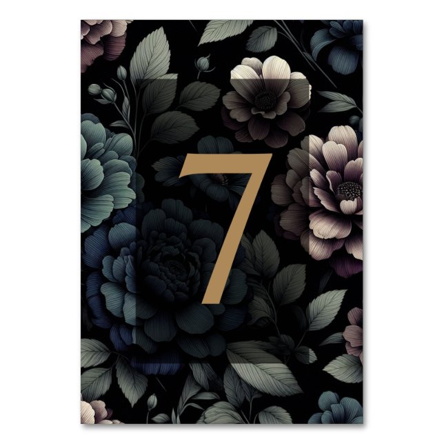 Blue Moody Floral Table 7 Number (Front)