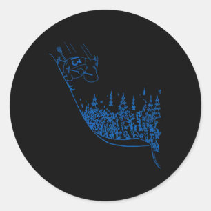 Blue Moomintroll Skiing Down Slope Winter Sports G Classic Round Sticker