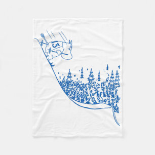 Blue Moomintroll Skiing Down Slope Winter Sports G Fleece Blanket