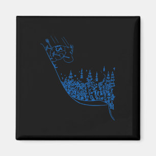 Blue Moomintroll Skiing Down Slope Winter Sports G Magnet
