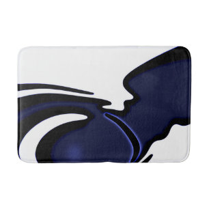 Blue Moon: Abstract Blue, White & Black Bath Mat
