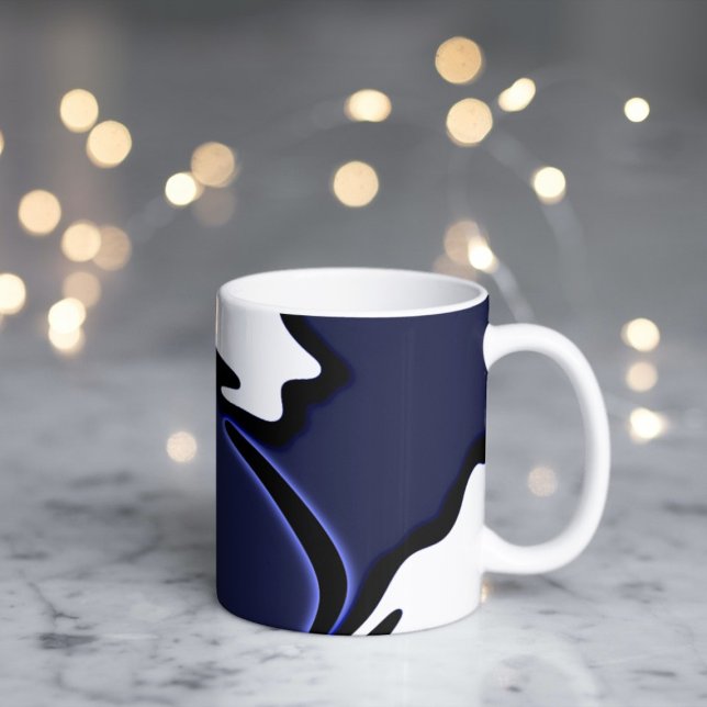 Blue Moon: Abstract Blue, White & Black Coffee Mug (Creator Uploaded)