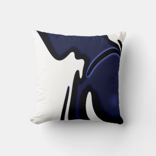 Blue Moon: Abstract Blue, White & Black Cushion