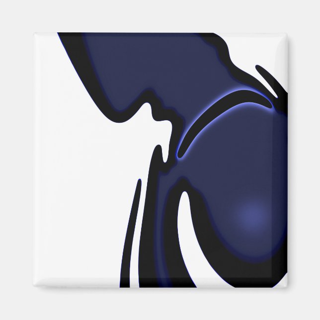 Blue Moon: Abstract Blue, White & Black Magnet (Front)