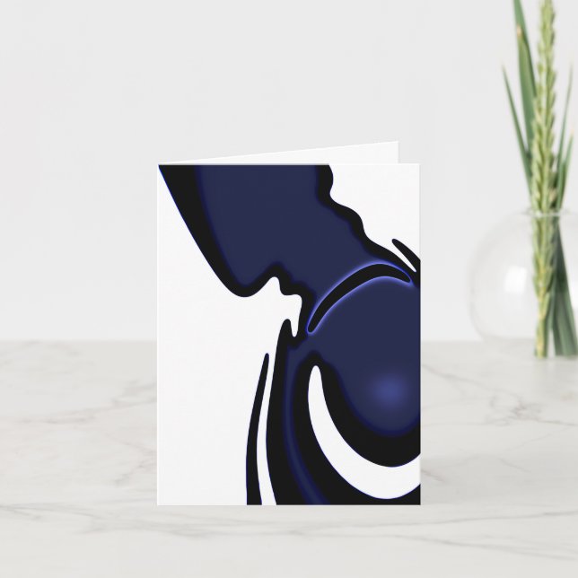 Blue Moon: Abstract Blue, White & Black Note Card (Front)