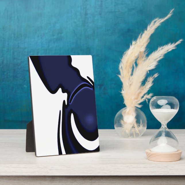 Blue Moon: Abstract Blue, White & Black Plaque (Side)